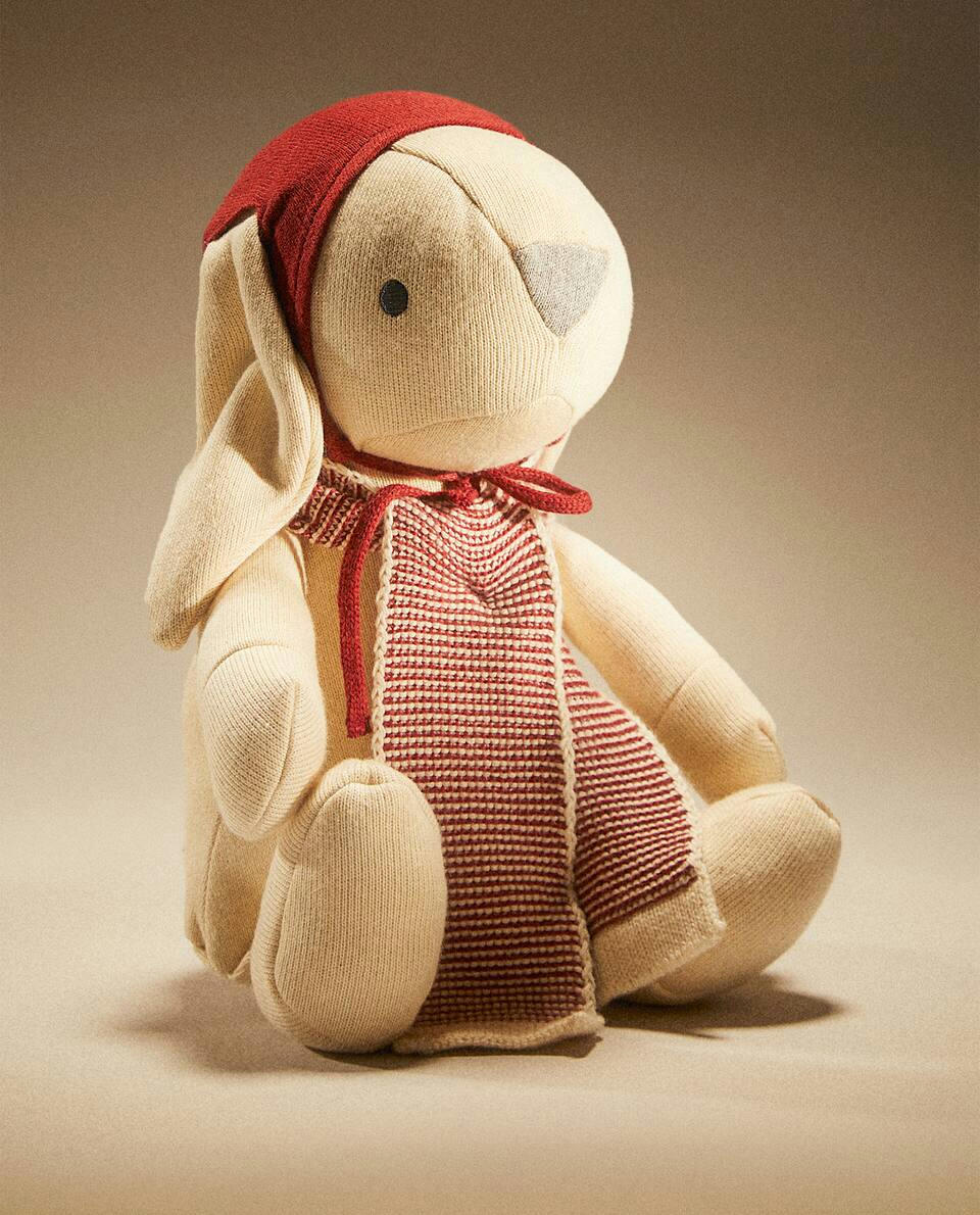BUNNY SOFT TOY WITH CHRISTMAS KNIT HAT
