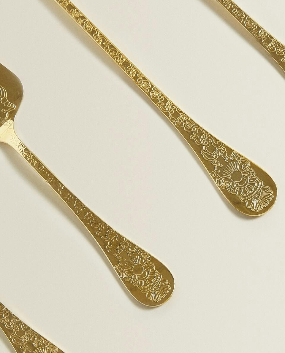 ENGRAVED GOLDEN SERVING SPOON