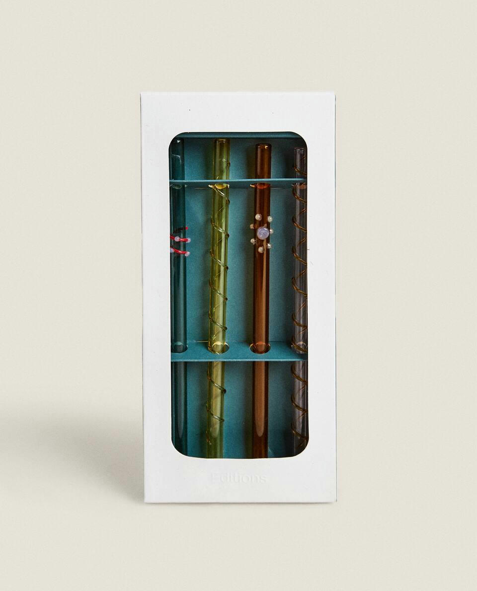 PACK OF BOROSILICATE GLASS STRAWS (PACK OF 4)