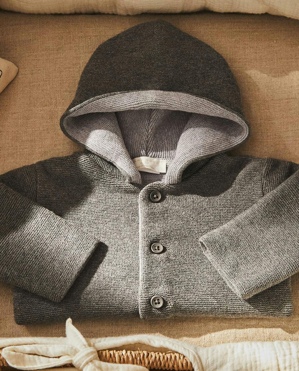 HOODED MERINO WOOL BABY JACKET