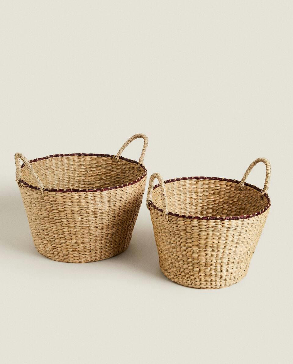 BRAIDED BASKET WITH HANDLES