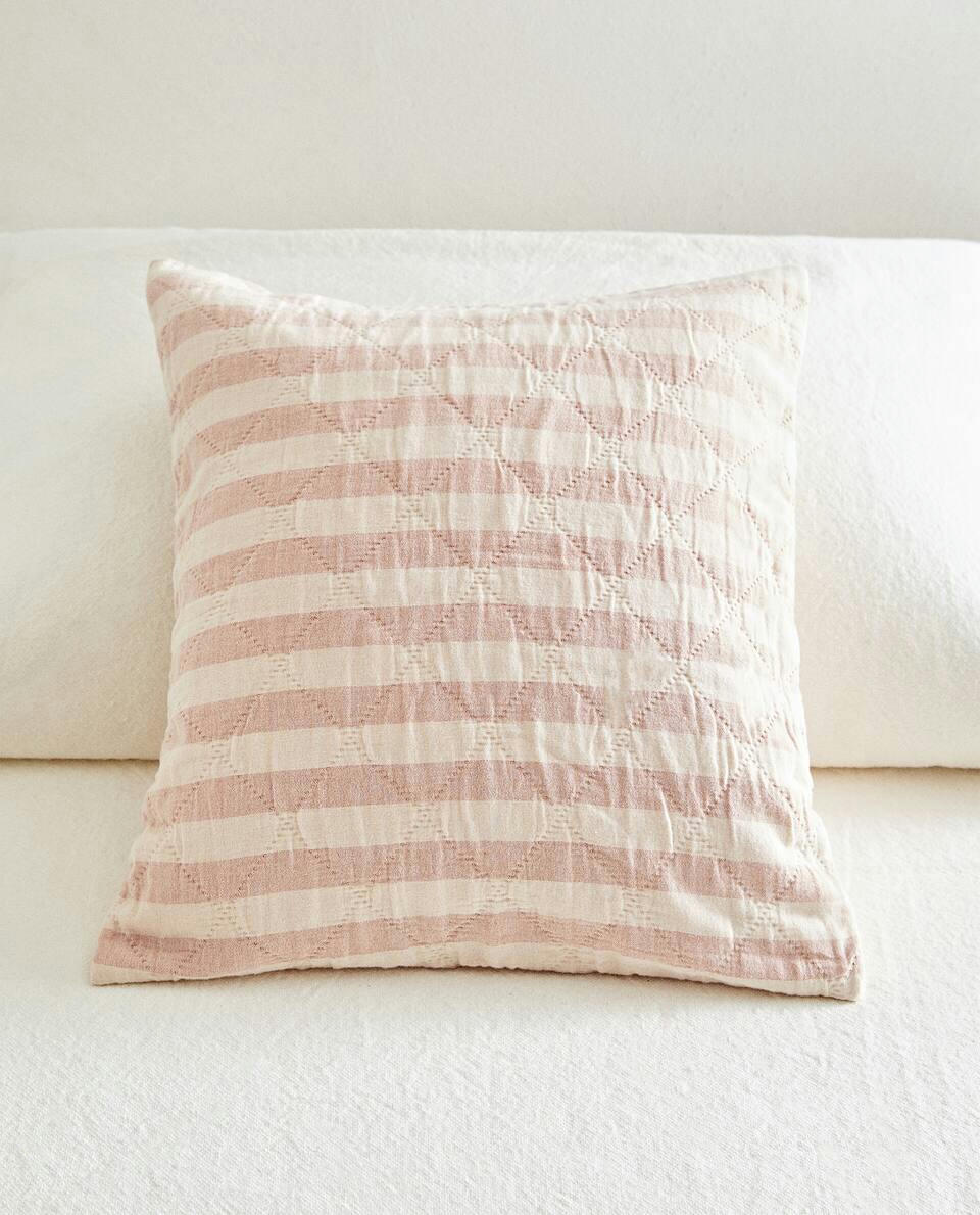 DYED THREAD STRIPED CUSHION COVER