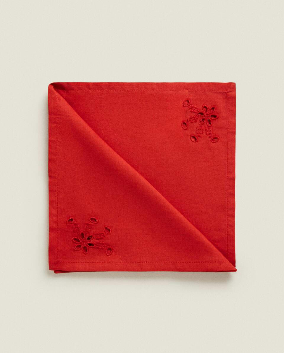 PACK OF EMBROIDERED COTTON CHRISTMAS NAPKINS (PACK OF 2)