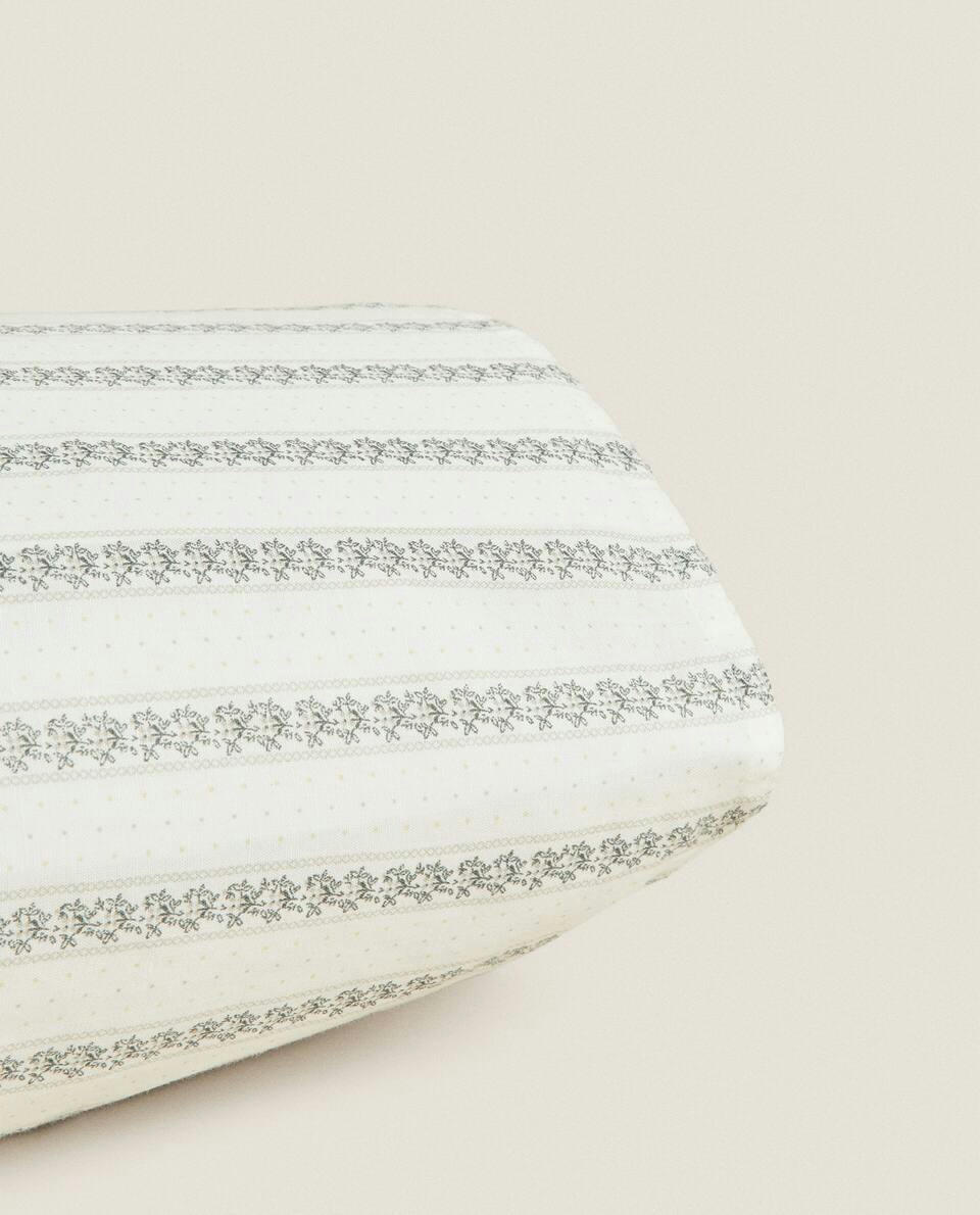 STRIPED AND FLORAL LINEN PILLOWCASE