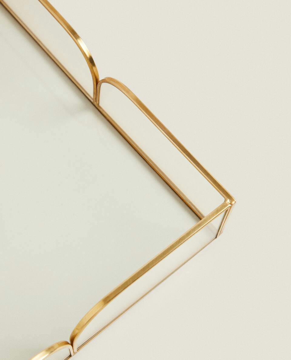 GLASS NAPKIN HOLDER WITH METAL TRIM