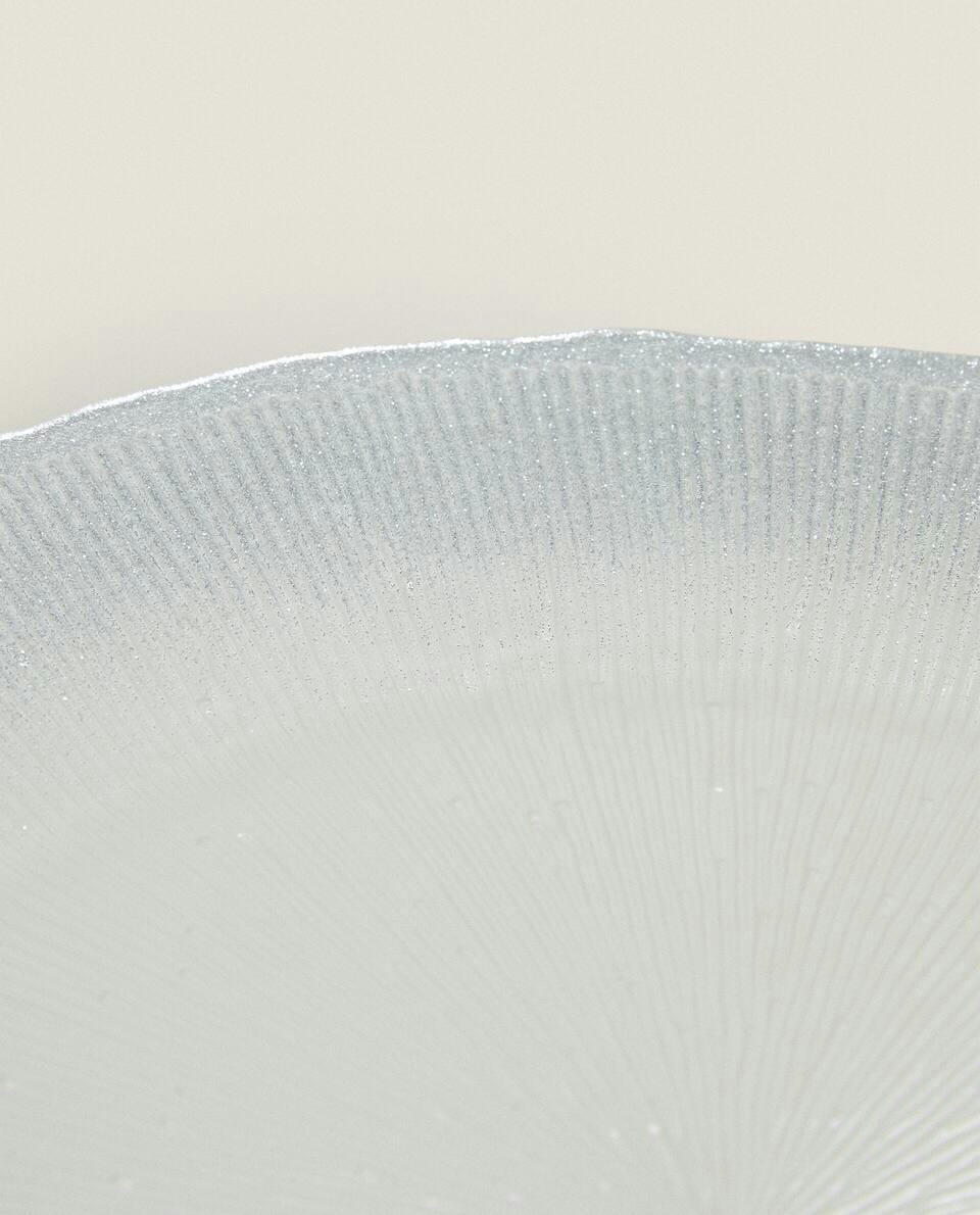 CHRISTMAS GLITTER GLASS SERVICE PLATE