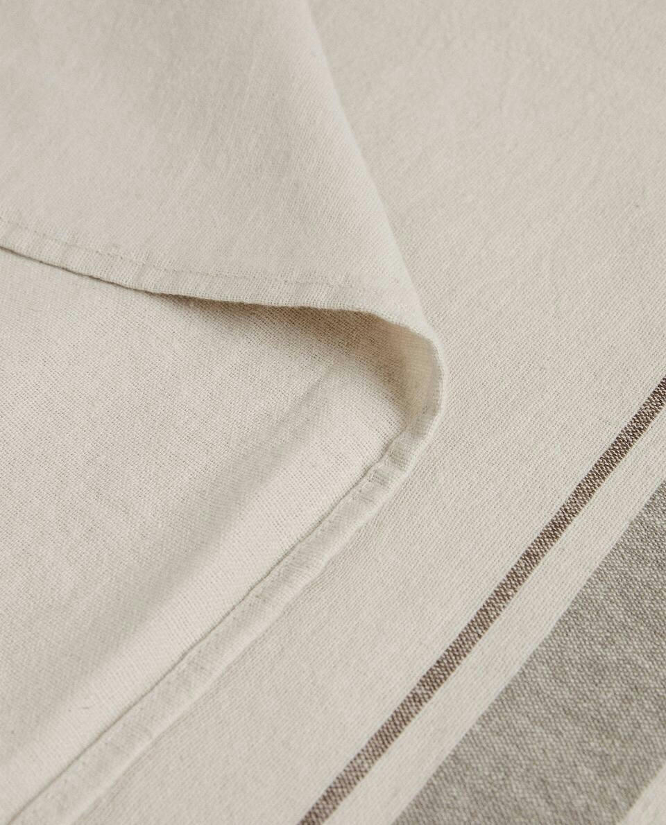 STRIPED COTTON-LINEN BLANKET