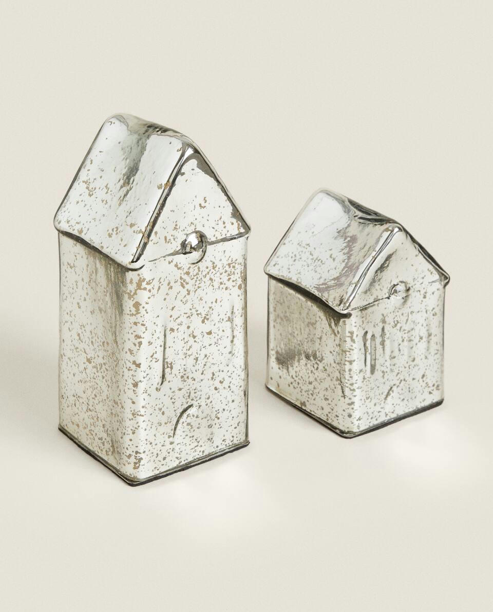 MERCURISED GLASS CHRISTMAS LED LIGHT HOUSE