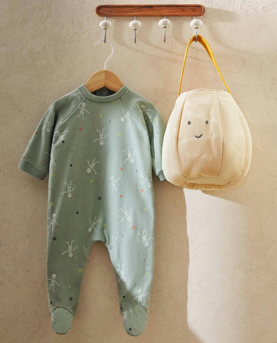 HALLOWEEN BABY ROMPER WITH SKELETONS