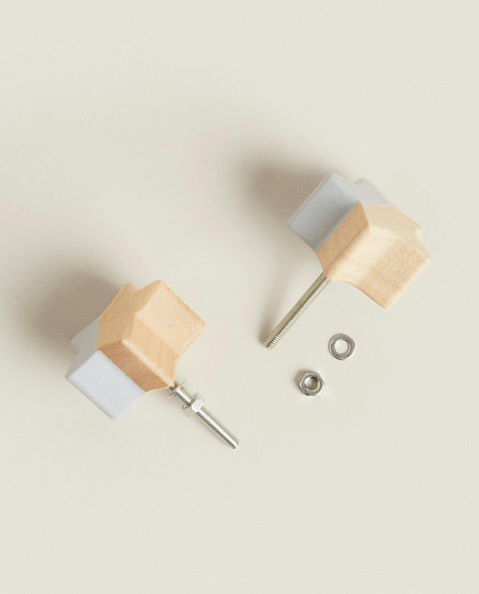 STAR WOODEN DOOR KNOB (PACK OF 2)