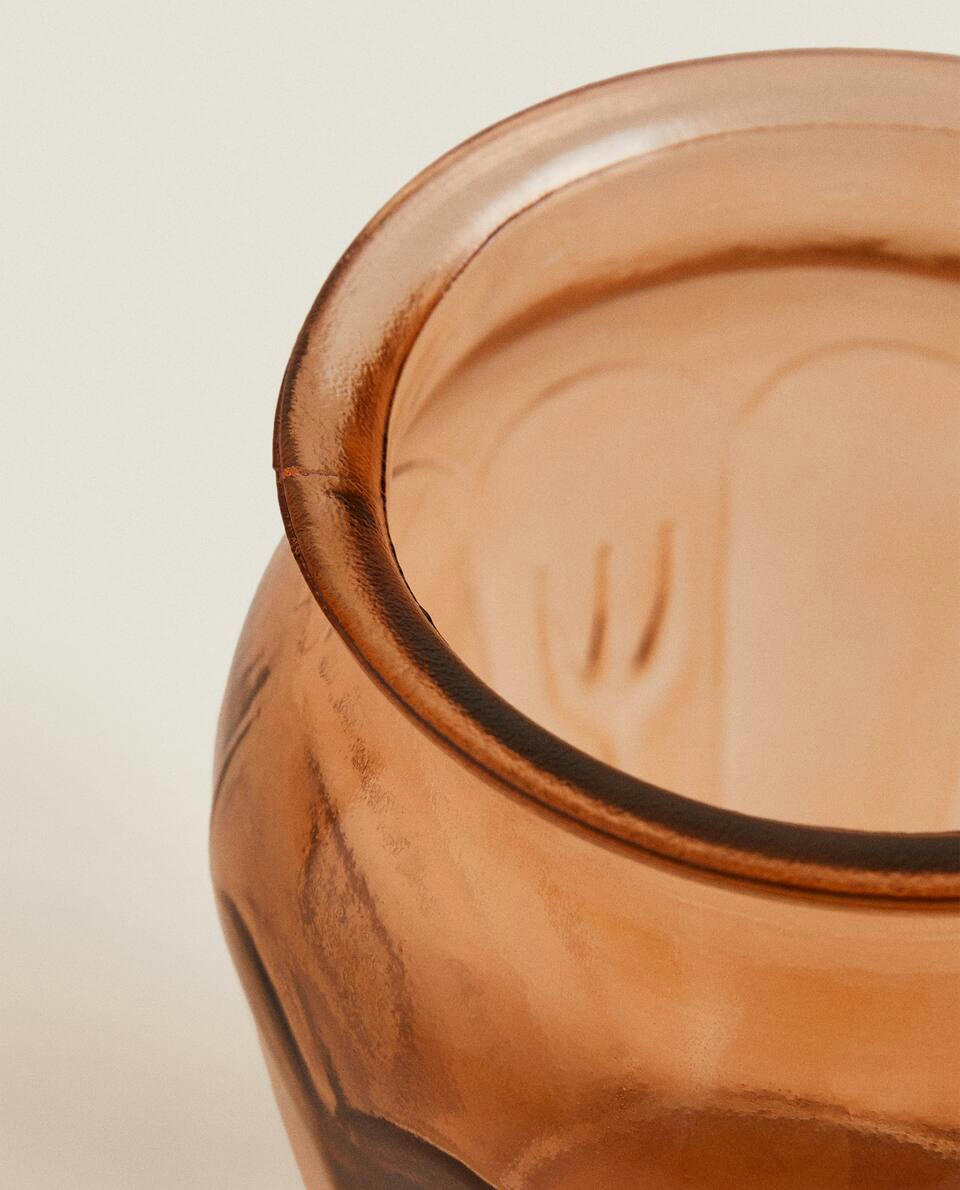 FACETED GLASS UTENSIL HOLDER