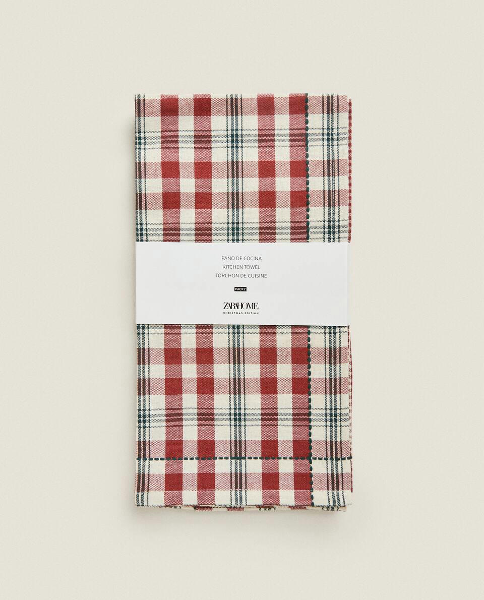 CHECK COTTON TEA TOWELS (PACK OF 2)