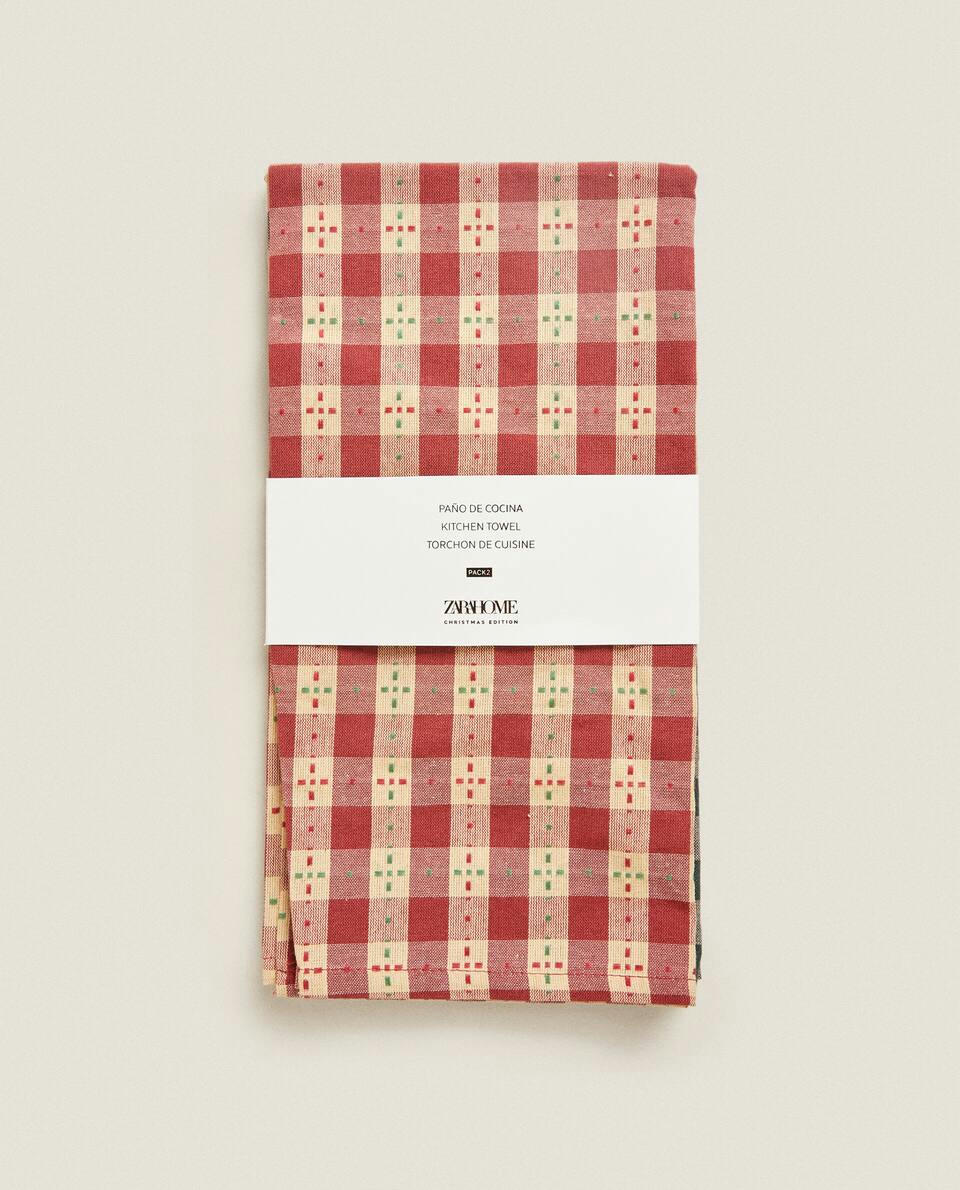 PACK OF CHECK CHRISTMAS TEA TOWELS (PACK OF 2)
