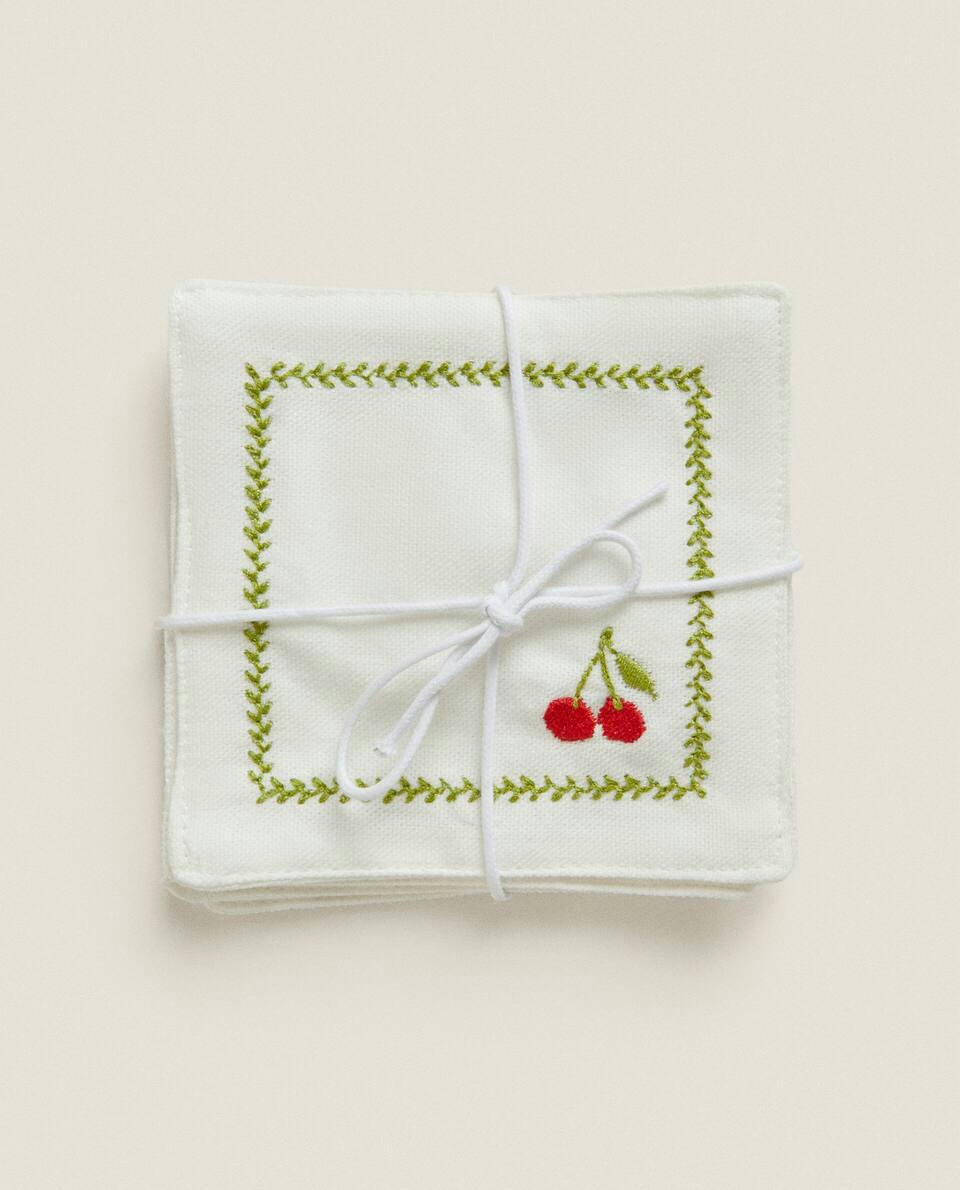 EMBROIDERED COTTON COASTERS