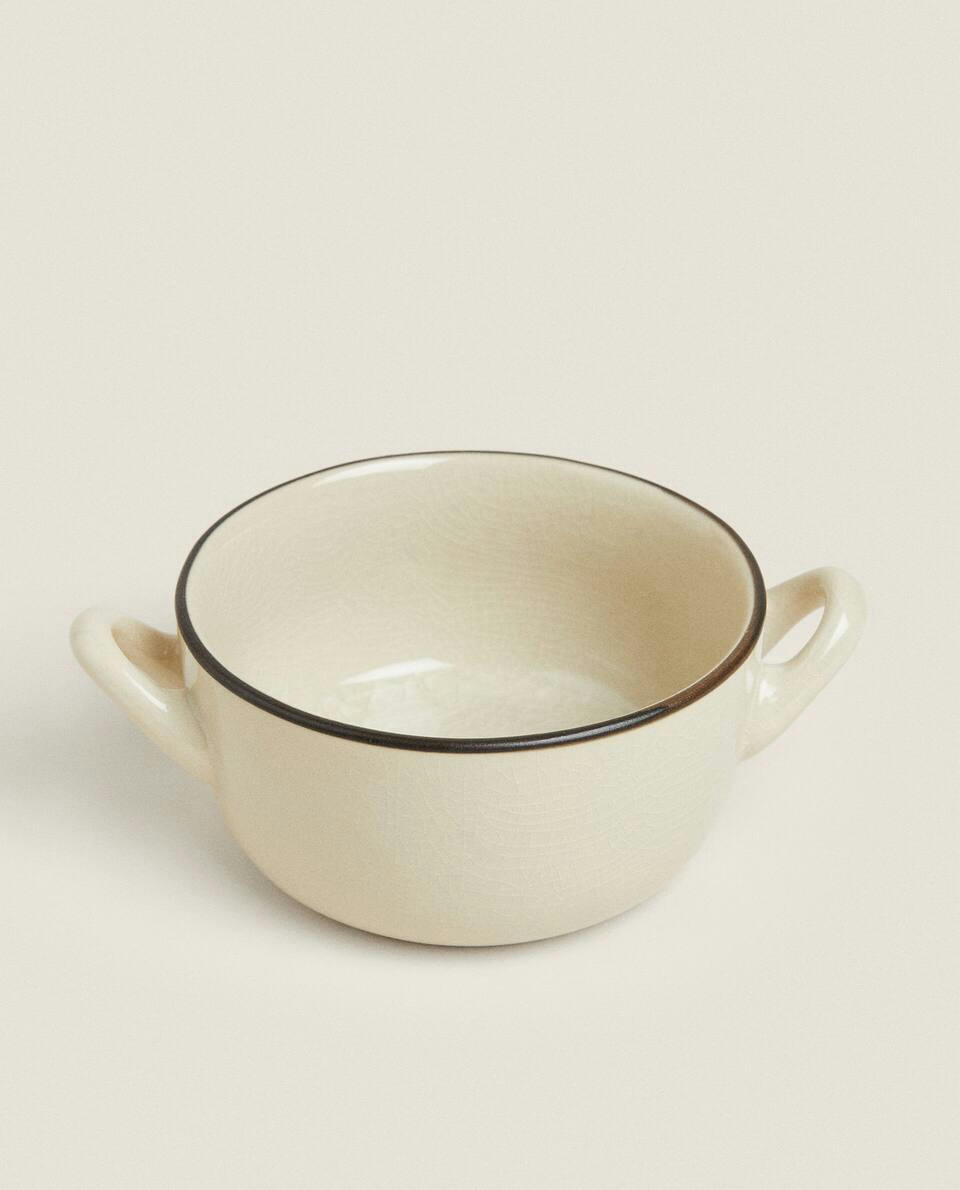 STONEWARE CONSOMME BOWL WITH RIM DETAIL