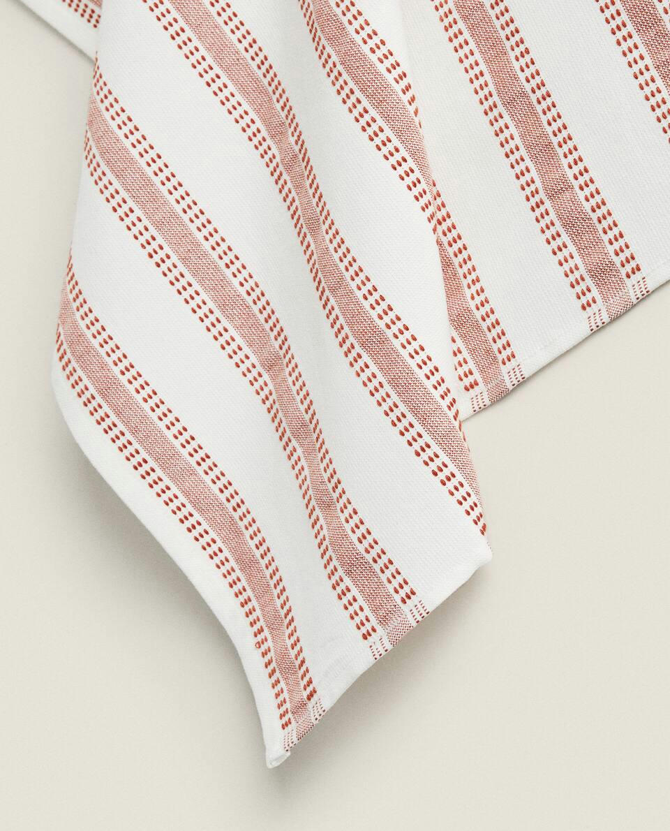 STRIPED COTTON TERRY TEA TOWEL