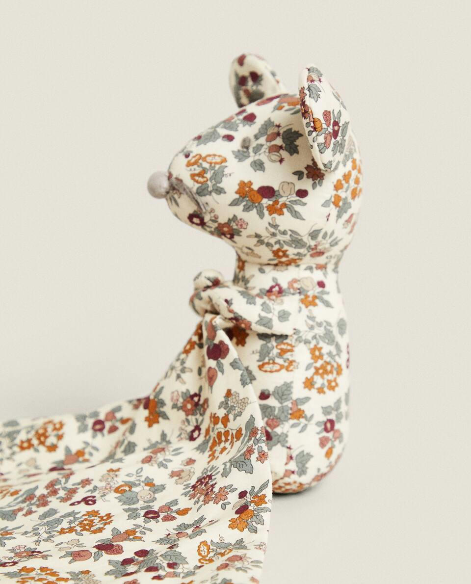 FLORAL PRINT FABRIC CHILDREN’S MOUSE CUDDLY SOFT TOY