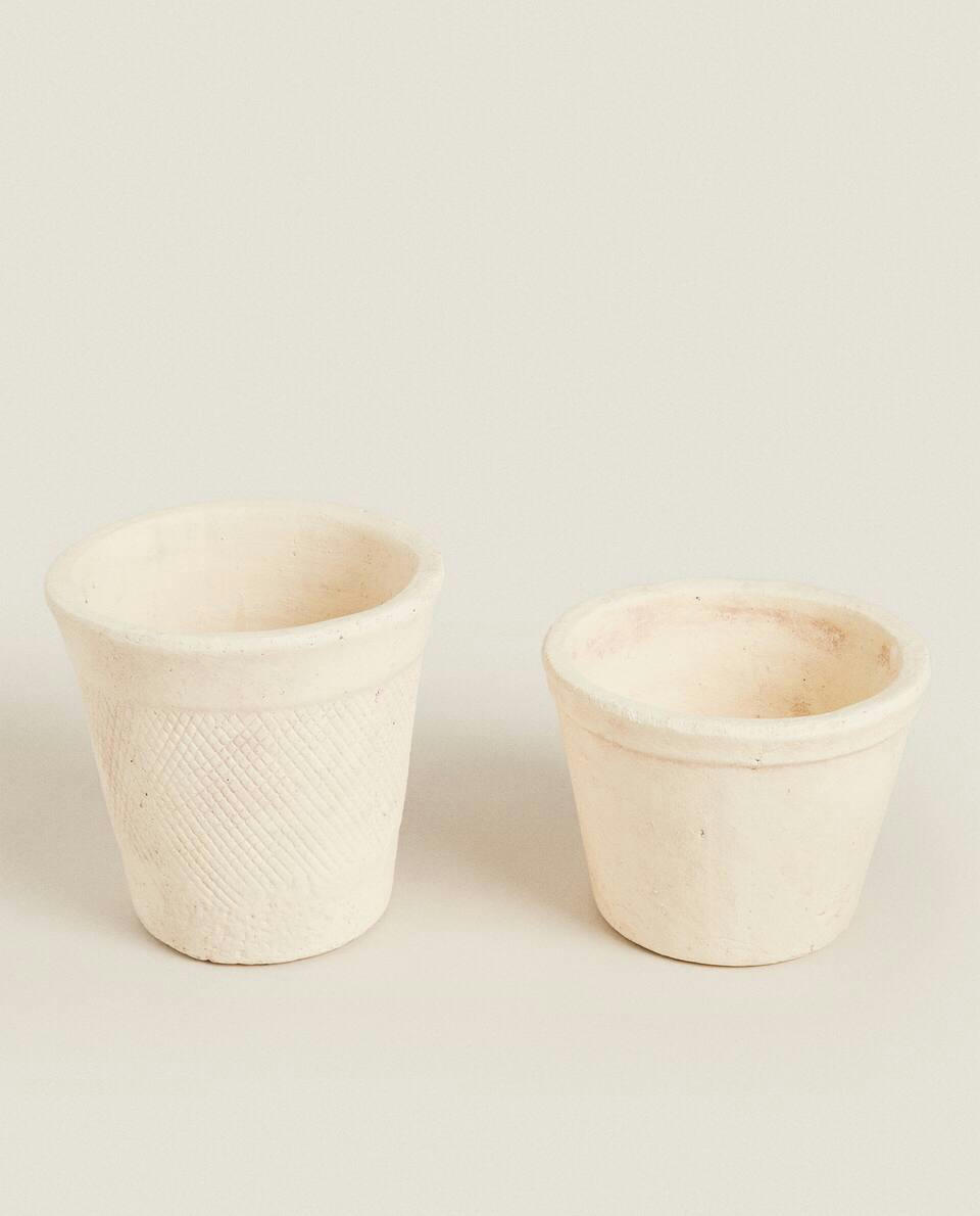 WHITE CLAY FLOWERPOT