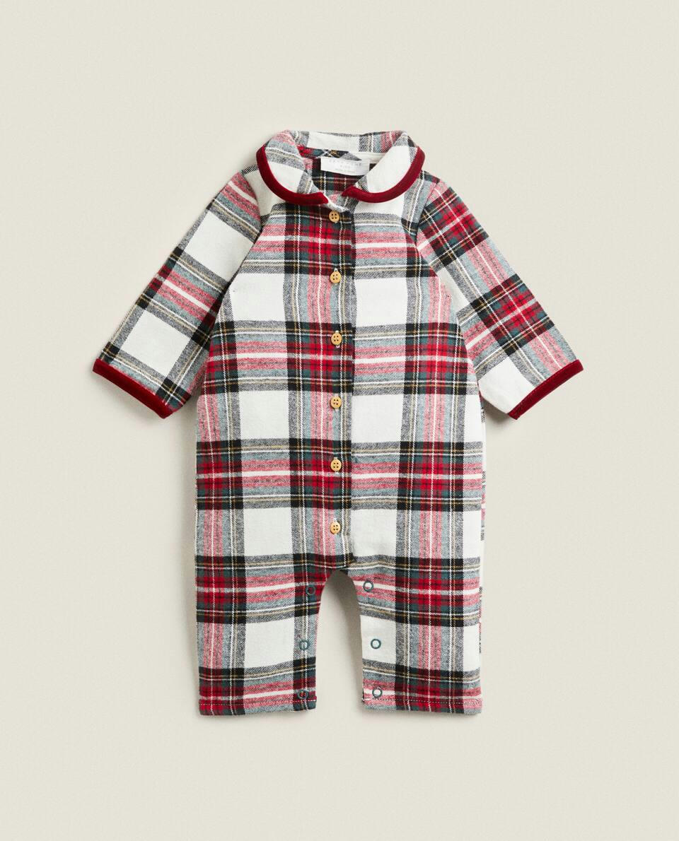 CHRISTMAS TARTAN BABY ROMPER
