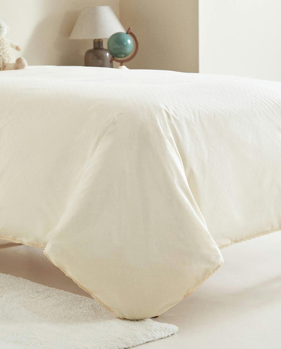 CHILDREN’S FLORAL DUVET COVER WITH LACE TRIM