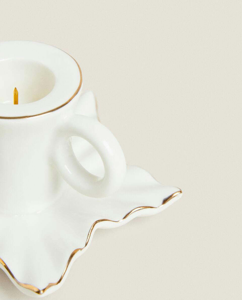 CHRISTMAS LEAF CANDLEHOLDER WITH RIM