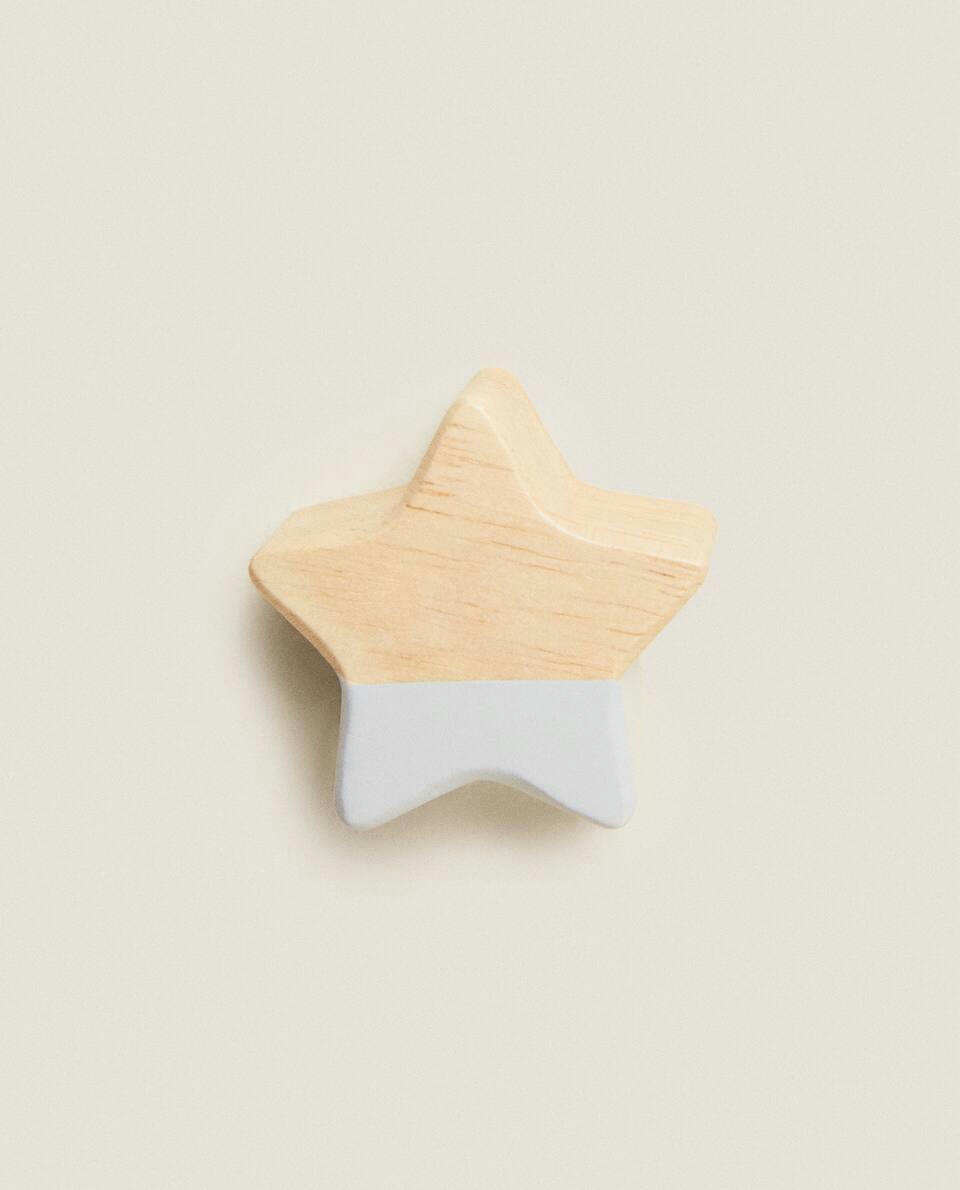 STAR WOODEN DOOR KNOB (PACK OF 2)