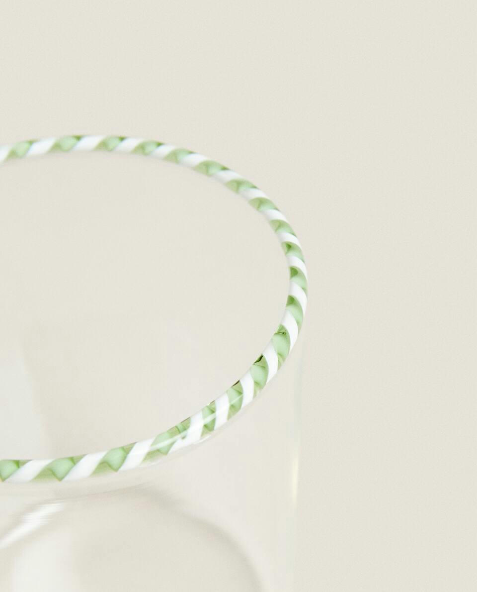 BOROSILICATE GLASS TUMBLER WITH CHRISTMAS CANDY CANE