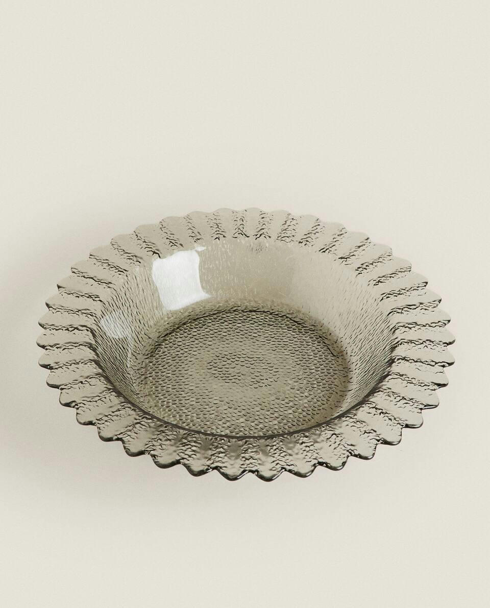 WAVY GLASS SERVING DISH & BOWL