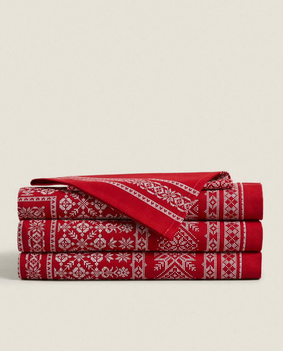 CHRISTMAS COTTON TABLECLOTH WITH BORDER