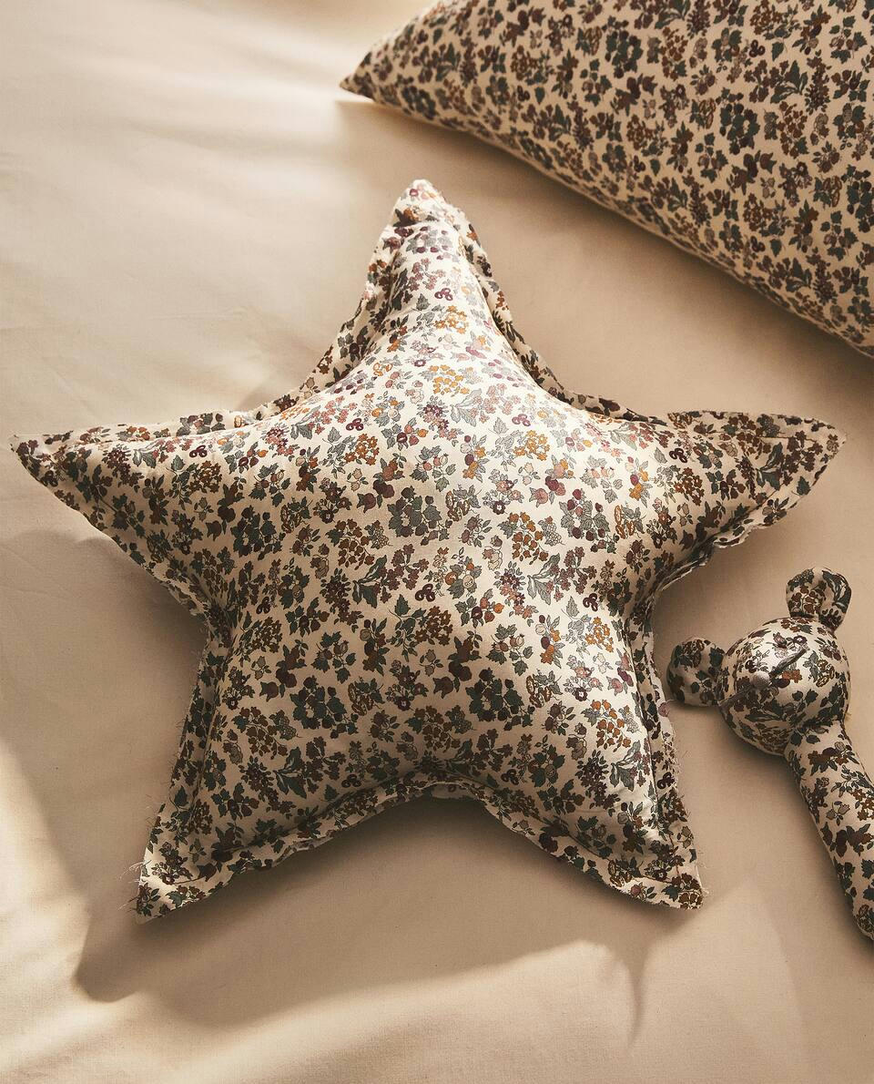 FLORAL PRINT FABRIC CHILDREN’S STAR CUSHION