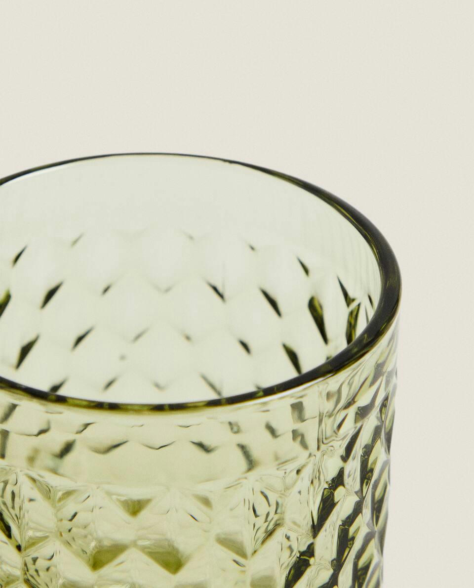 RAISED DESIGN GLASS TUMBLER
