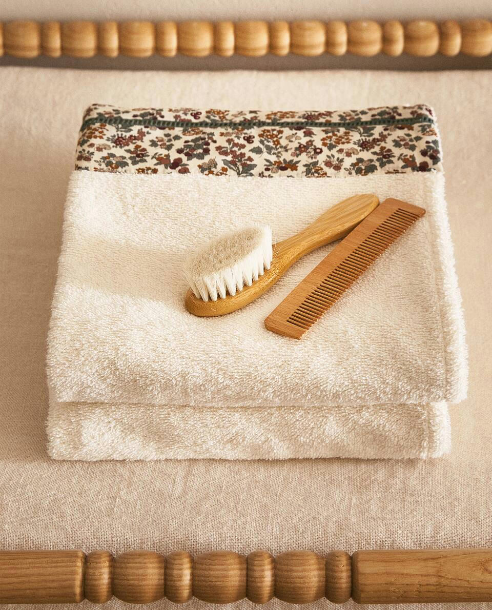 FLORAL PRINT FABRIC CHILDREN’S COTTON TOWEL WITH BORDER