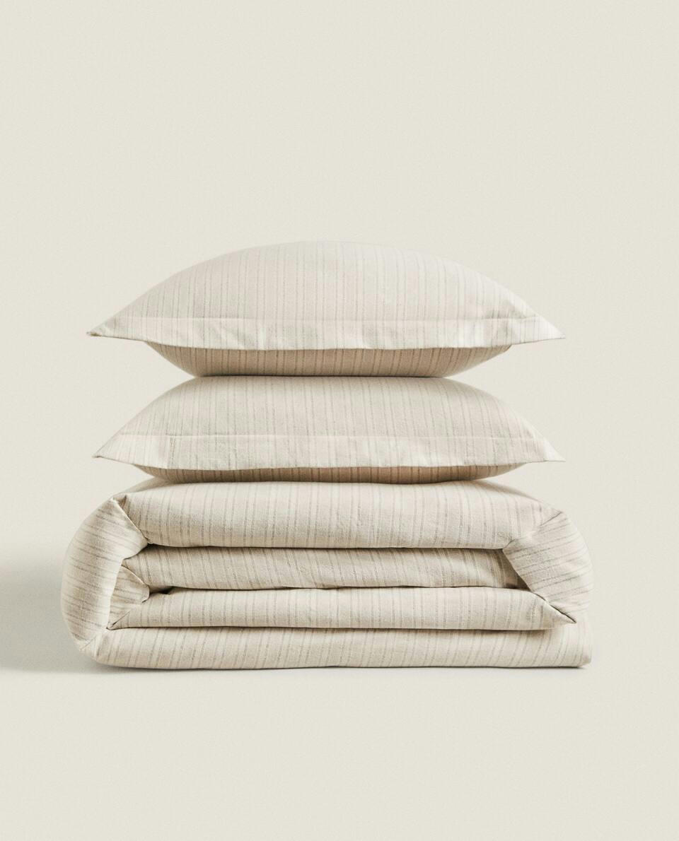 STRIPED FLANNEL DUVET COVER