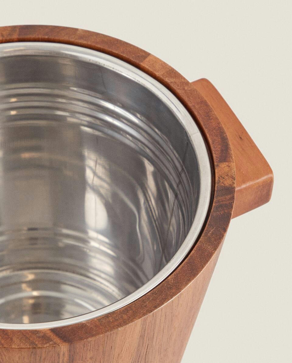 WOODEN ICE BUCKET WITH HANDLES