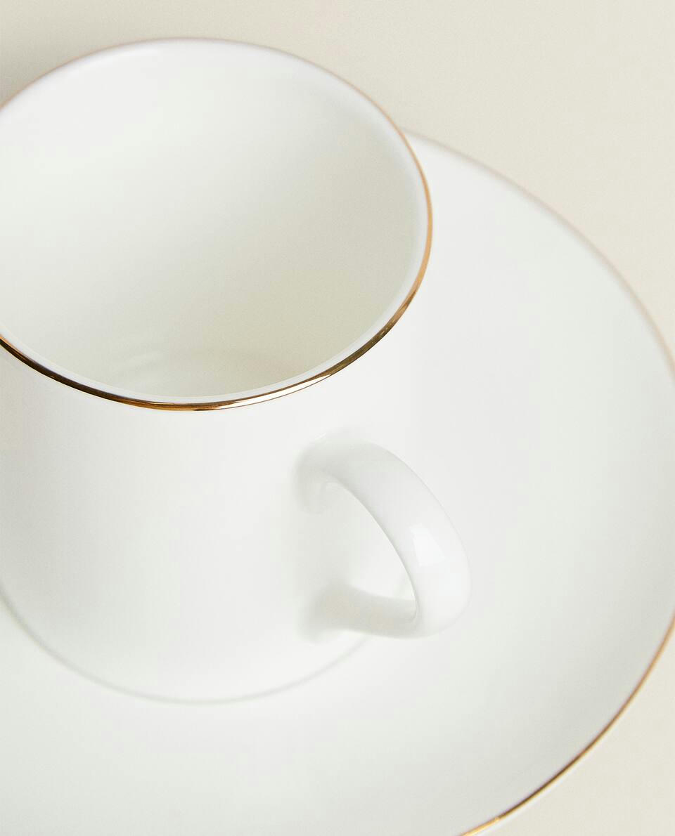 GOLD BONE CHINA COFFEE CUP AND SAUCER