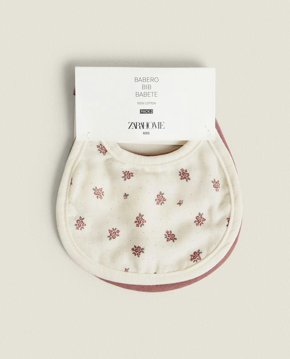 CHILDREN'S FLORAL PRINT BIB (PACK OF 2)