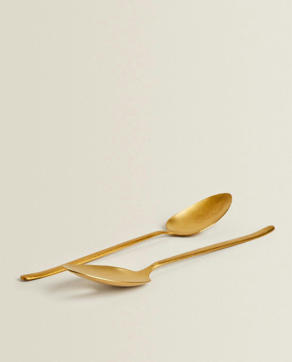 SET OF 2 HAMMERED HANDLE SERVING CUTLERY PIECES