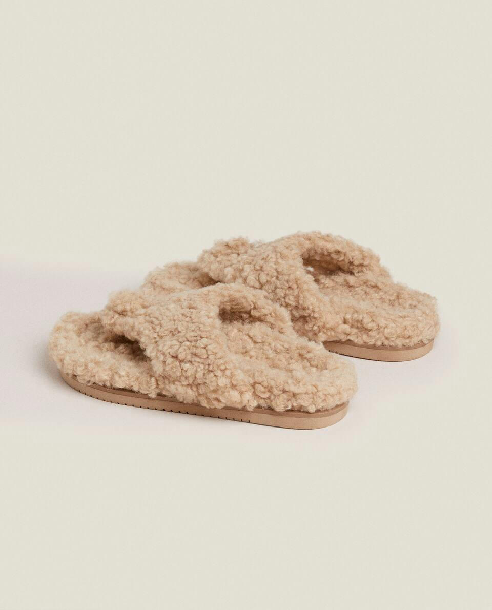 FAUX FUR SANDALS