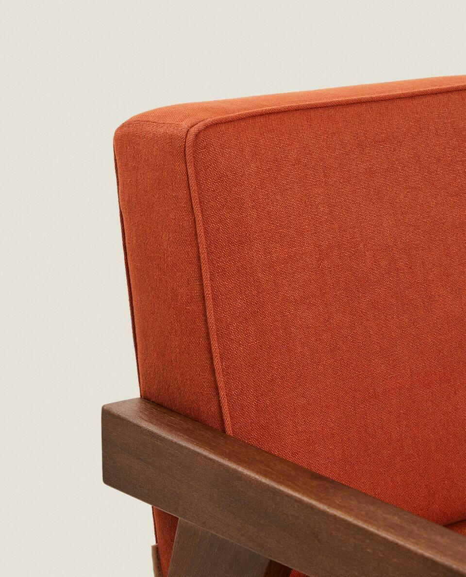 ZARA HOME BY BLASCO UPHOLSTERED WALNUT ARMCHAIR