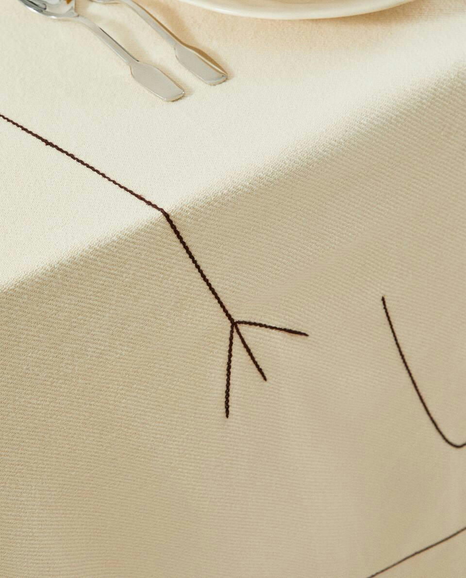 COTTON MULTI-PURPOSE FABRIC WITH EMBROIDERED BIRDS