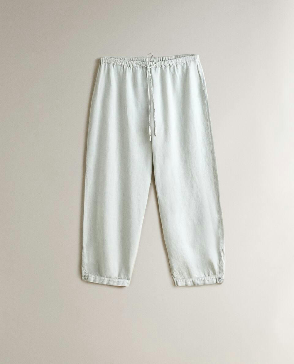 CROPPED LINEN TROUSERS