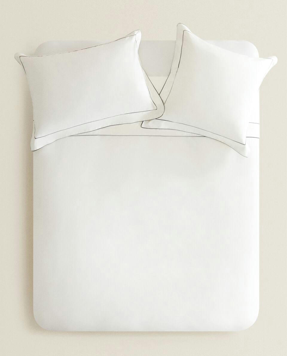 DUVET COVER WITH COLOURED DOUBLE PIPING DETAIL