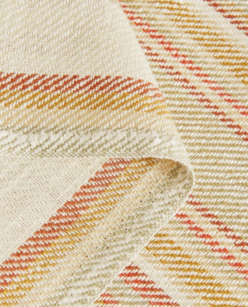 STRIPED COTTON AND LINEN BLANKET