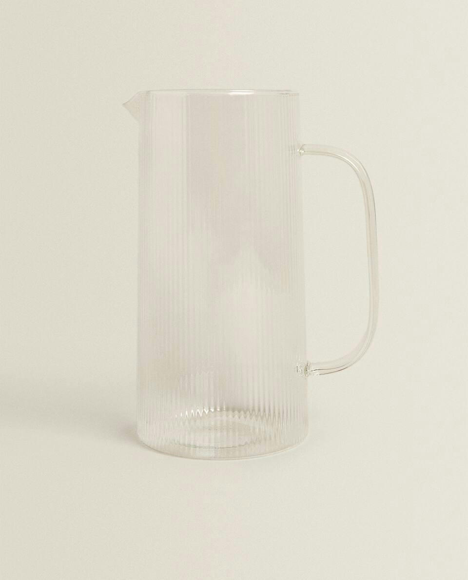 BOROSILICATE GLASS JUG WITH LINE DESIGN