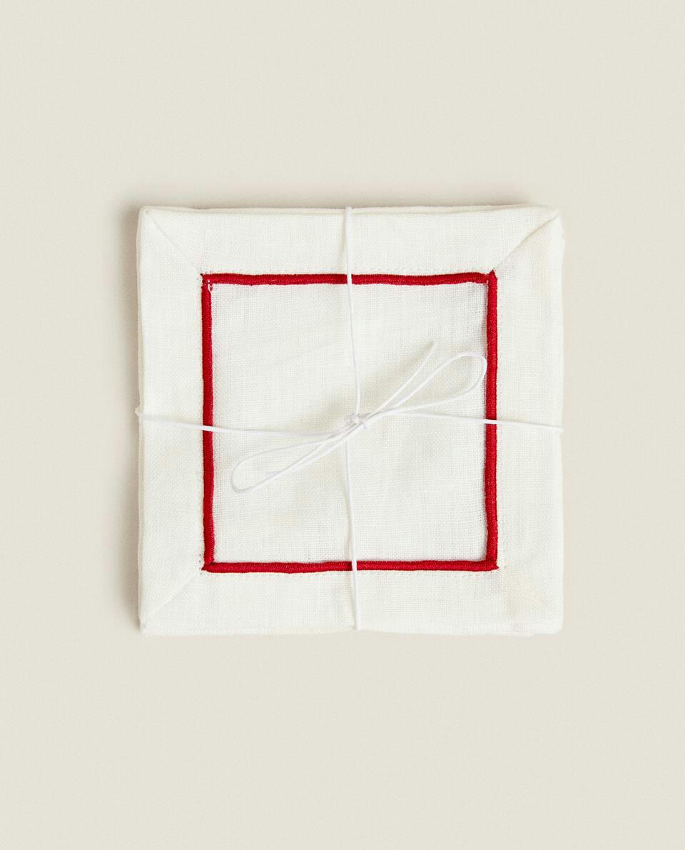 PACK OF LINEN CHRISTMAS COASTERS (PACK OF 2)
