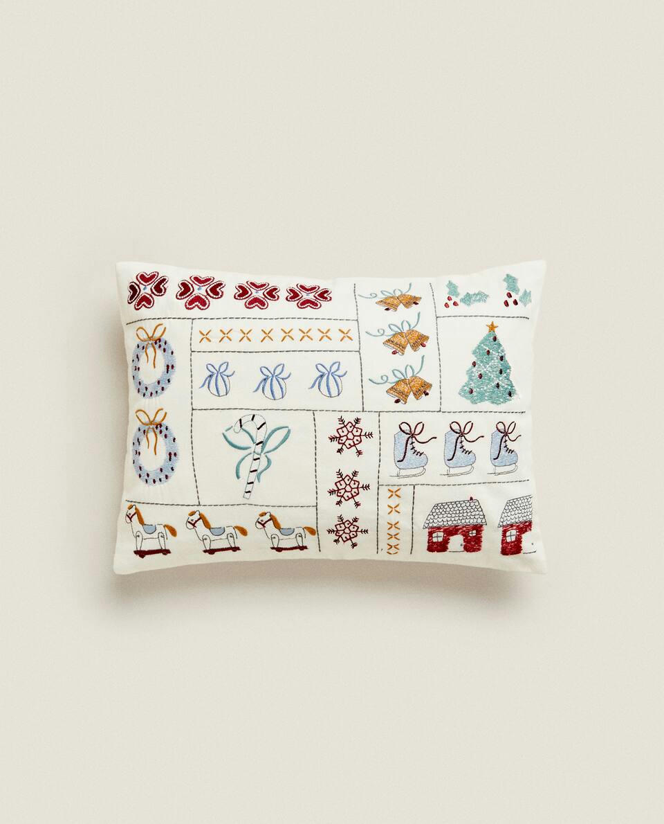 CHILDREN'S COTTON PATCHWORK CHRISTMAS CUSHION COVER