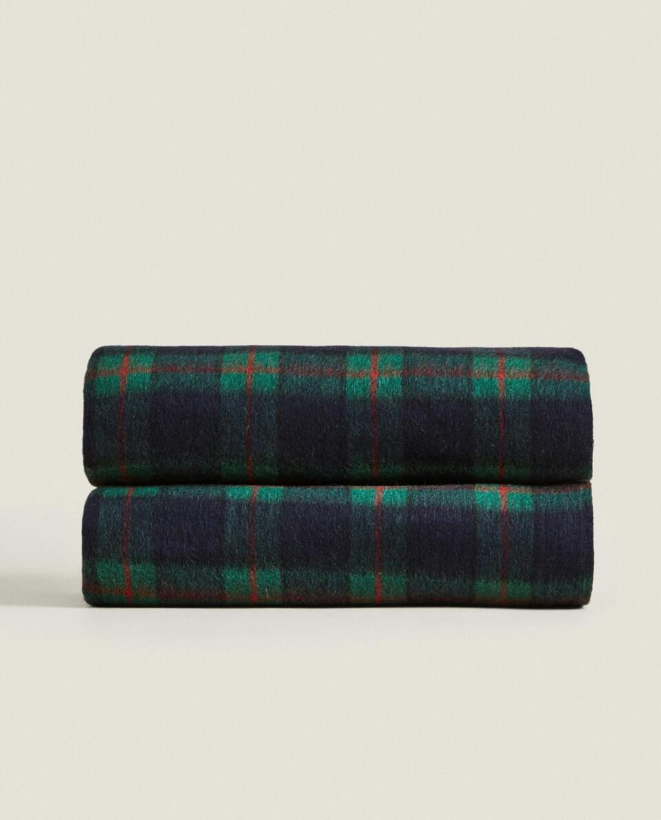 CHRISTMAS TARTAN CHECK WOOL BLANKET