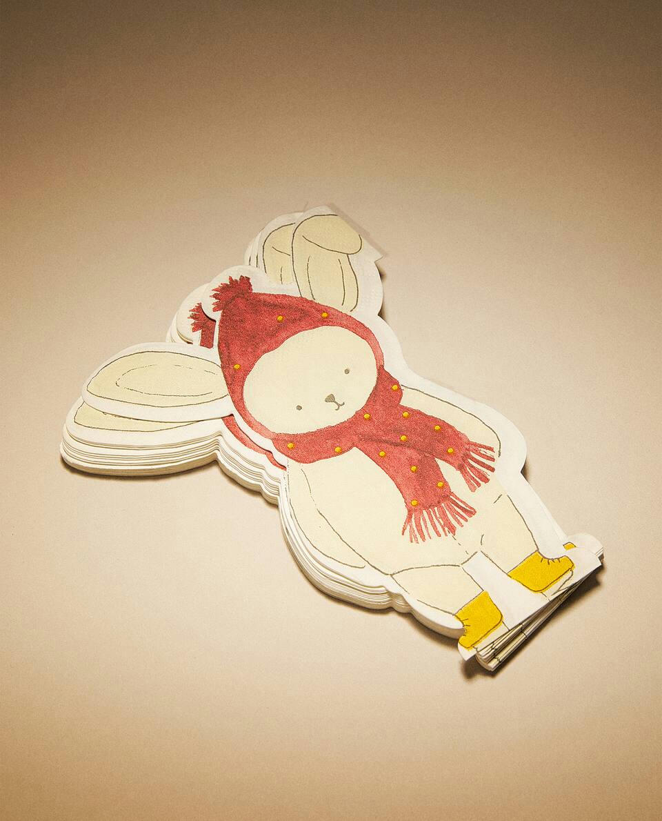 PACK OF CHILDREN’S PAPER NAPKINS WITH CHRISTMAS BUNNY (PACK OF 20)