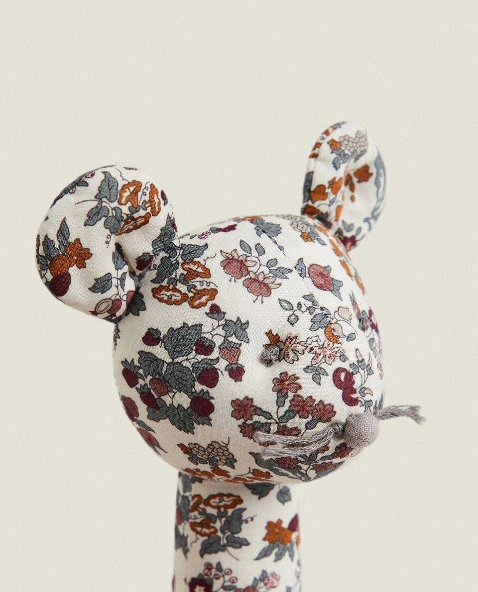 FLORAL PRINT FABRIC CHILDREN’S MOUSE RATTLE