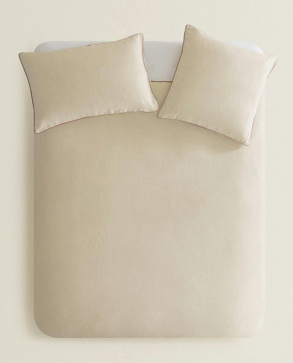 LINEN CHRISTMAS DUVET COVER WITH PIPING